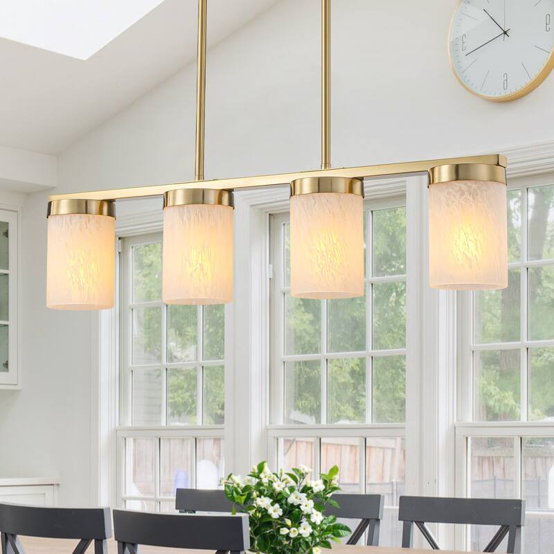 4-Light Faux Marble Glass Island Pendant Light Modern Kitchen - Dia.28.94-in - Dia.28.94-in