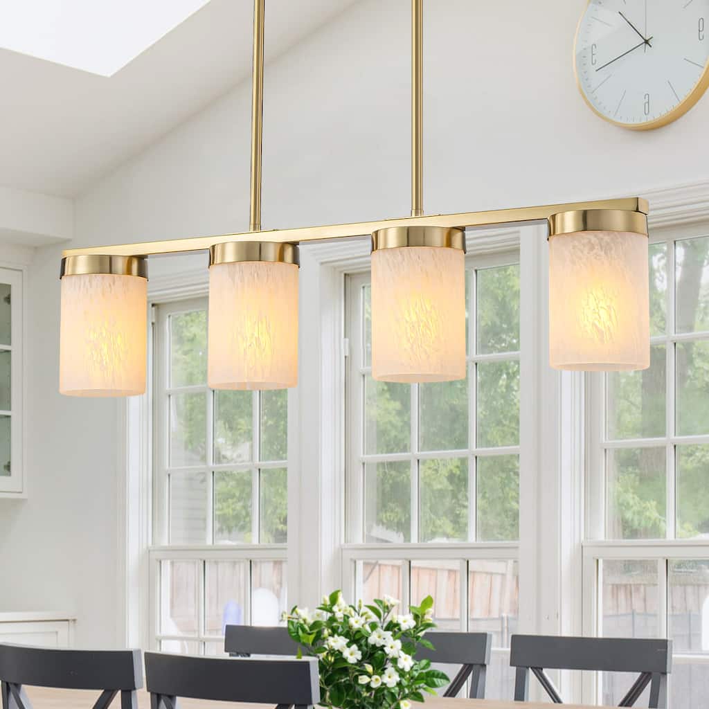 4-Light Faux Marble Glass Island Pendant Light Modern Kitchen - Dia.28.94-in