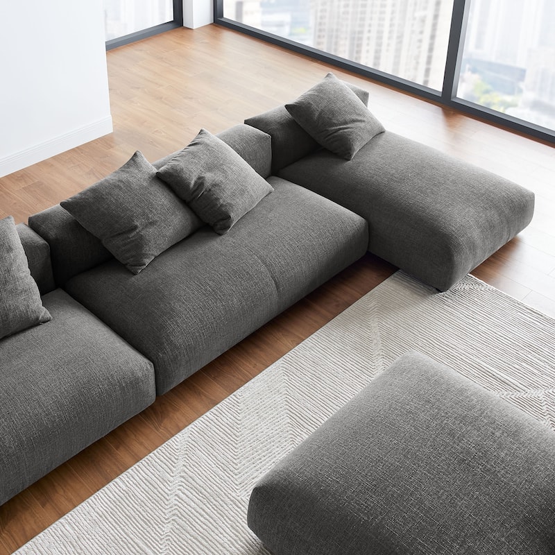 Solace 4-Piece Modular Upholstered Fabric Sectional Sofa