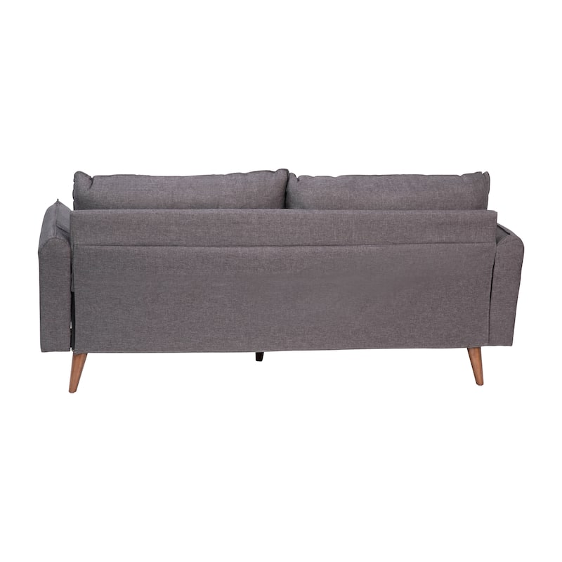 Compact Faux Linen Upholstered Sofa with Wooden Legs