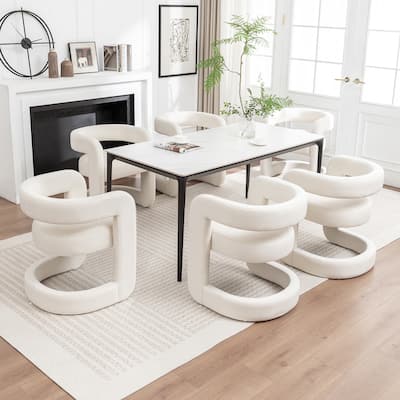 SEYNAR Modern Velvet E-Shaped Open Back Dining chair Set of 6