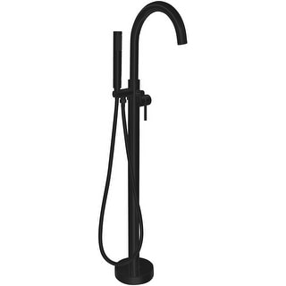 ANZZI Coral 2-Handle Freestanding Claw Foot Tub Faucet with Hand Shower in Matte Black