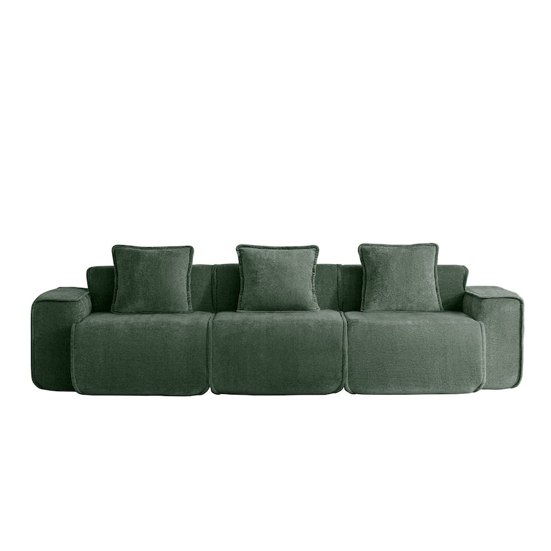 Streamlined Design Modular 3 Seat Boneless Velvet Fabric Sofa - 8' x 10'