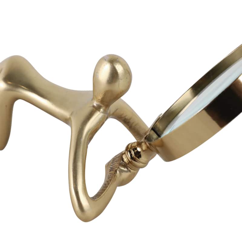 Glass Metal Decorative Object Human Figure Holding Magnifying Glass