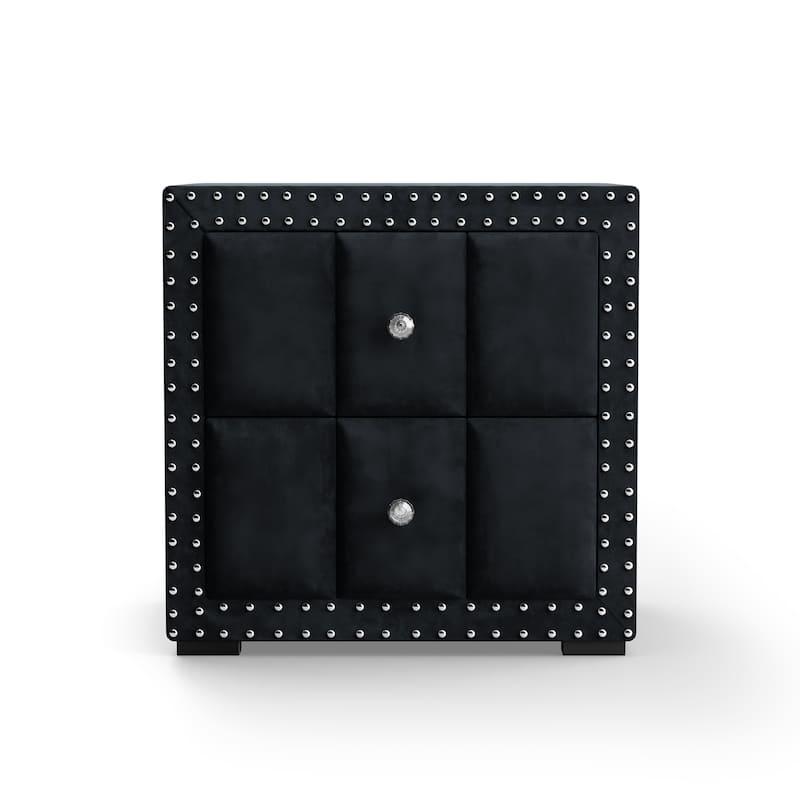 247 Shop At Home Fynor Modern Velvet 2-Drawer Nightstand
