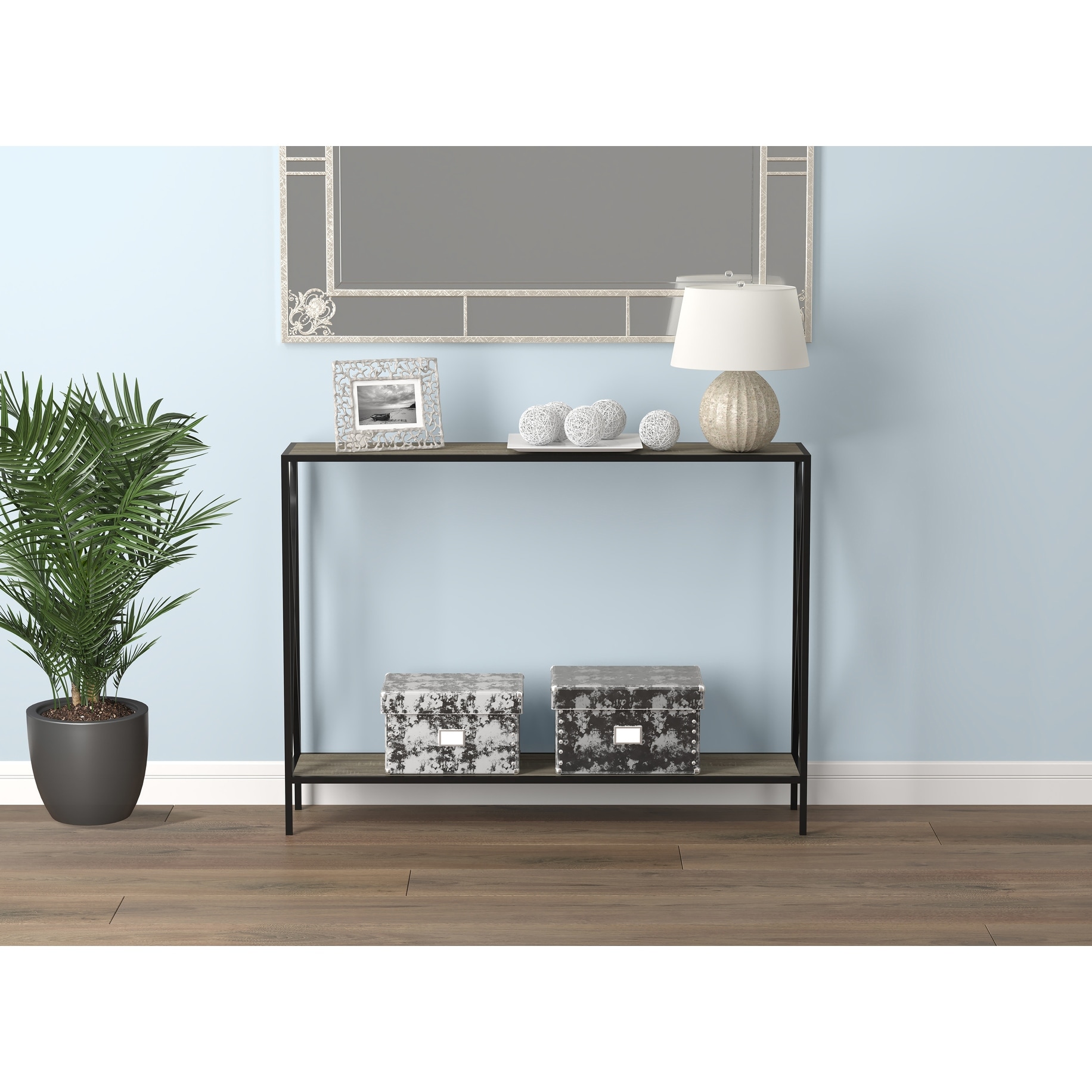 Console Table 39 5l Dark Taupe 1 Shelf Black Metal 39 5 X 9 X 29 On Sale Overstock 31748746