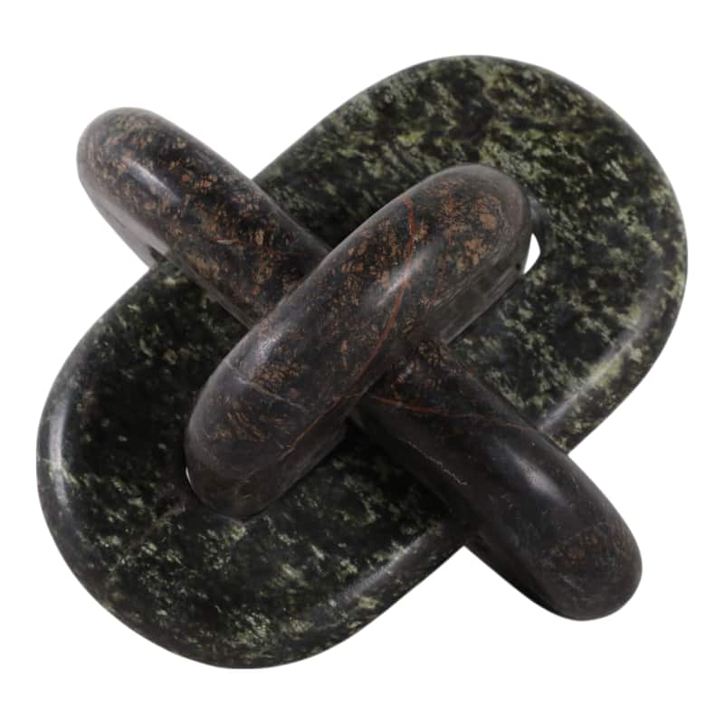 Stone Marble Modern Sculptural Decorative Object Interlocking Design - 6" x 6" x 6"