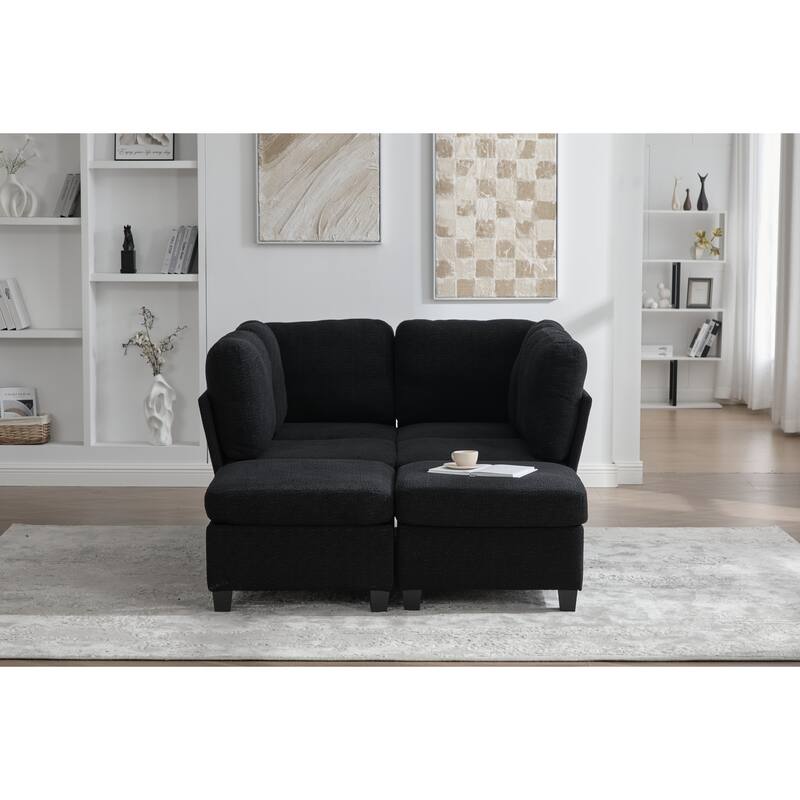 GDFStudio - Modular Polyester 6-Seat 113.39" Sectional with Storage Ottoman