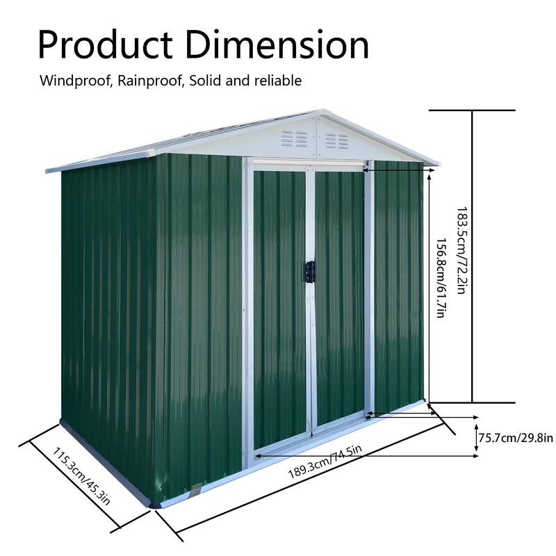Rust-roof Steel Storage Shed with Waterproof Panels & Sliding Lockable Door Garden Shed Pet Shed Tool Shed