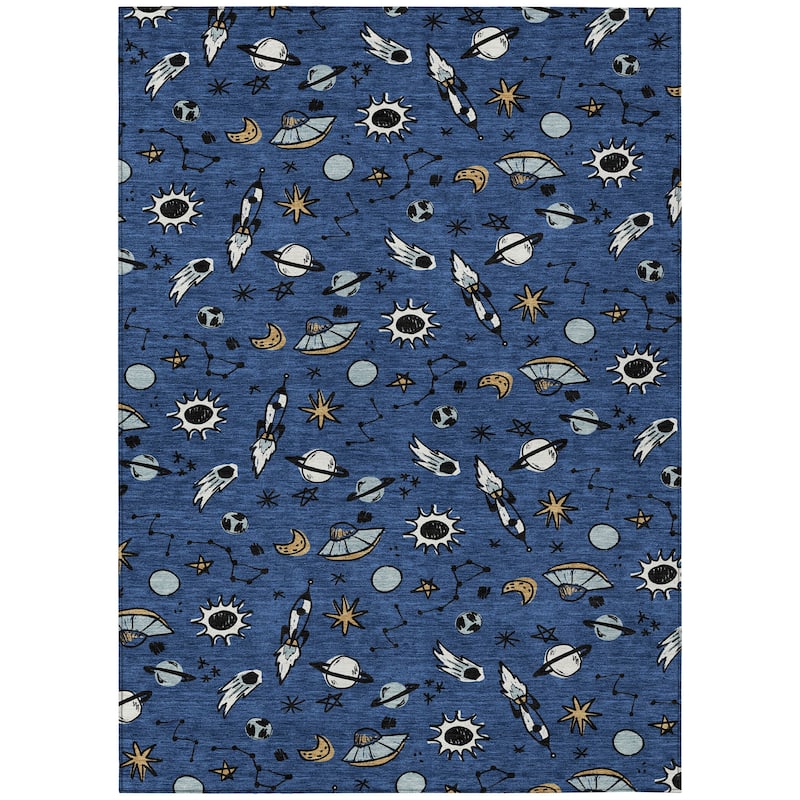 Machine Washable Indoor/ Outdoor Spaceship Chantille Rug