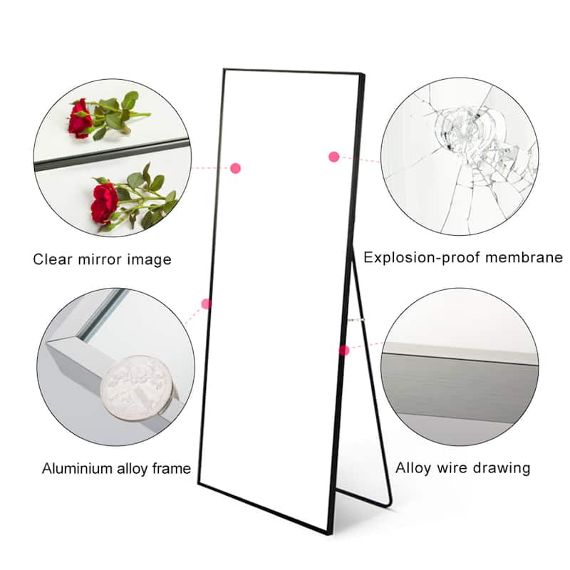 Tempered mirror 59" x 16" Tall Full Length Mirror with Stand