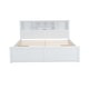 preview thumbnail 7 of 11, King Size Wood Platform Kids Bed Frame with Multi-functional Storage Headboard, USB Ports & 2-Drawers, Solid Wood Frame, White