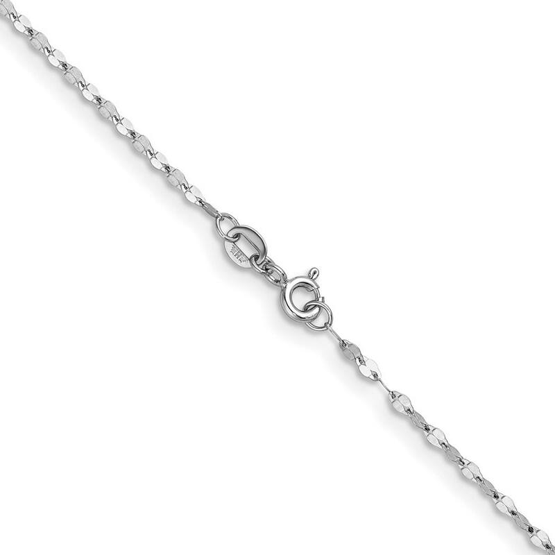 Curata Italian 14k White Gold 2mm Fancy Link Chain Necklace (Spring Ring)