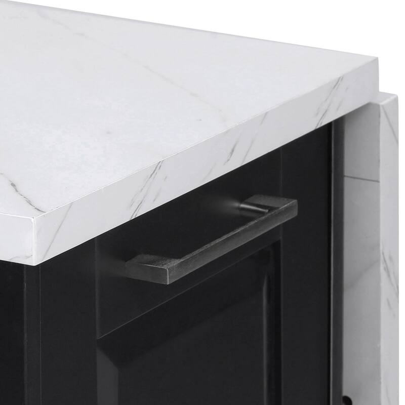 50.7" Kitchen Island with Drop Leaf, Pull Out Cabinet Organizer, Rolling Wheels, Trash Bin and 2 Drawers