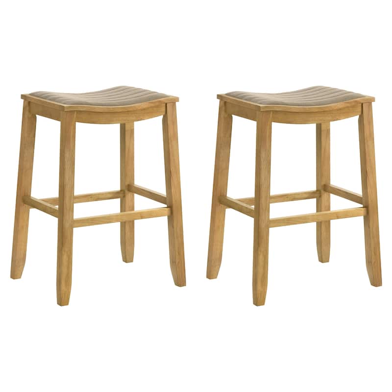 Iyani Backless Bar Stool, Counter Height Kitchen Stool with Wood Legs - Set of 2 - Amber Glow - Bar Height