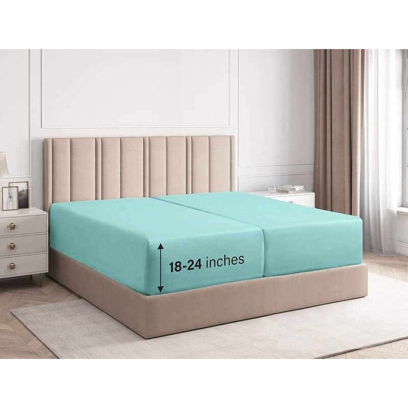 CGK Linens Microfiber Extra Deep Pocket 18" - 24" Inch Fitted Sheet