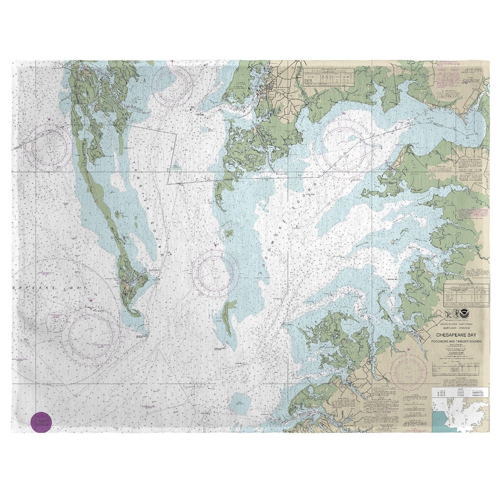 Chesapeake Bay - Pocomoke and Tangier Sounds, VA Nautical Map Place Mat Set of 4