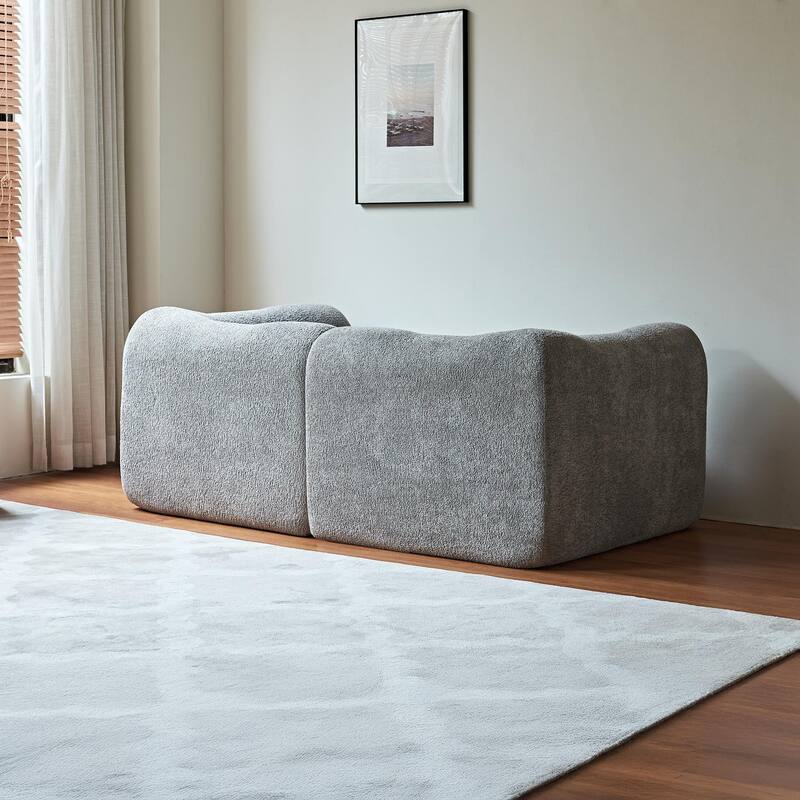 Minimalist Accent Sofa Loveseat Couch with 2 Throw Pillows, 2-Seater Couch for Living Room Apartments