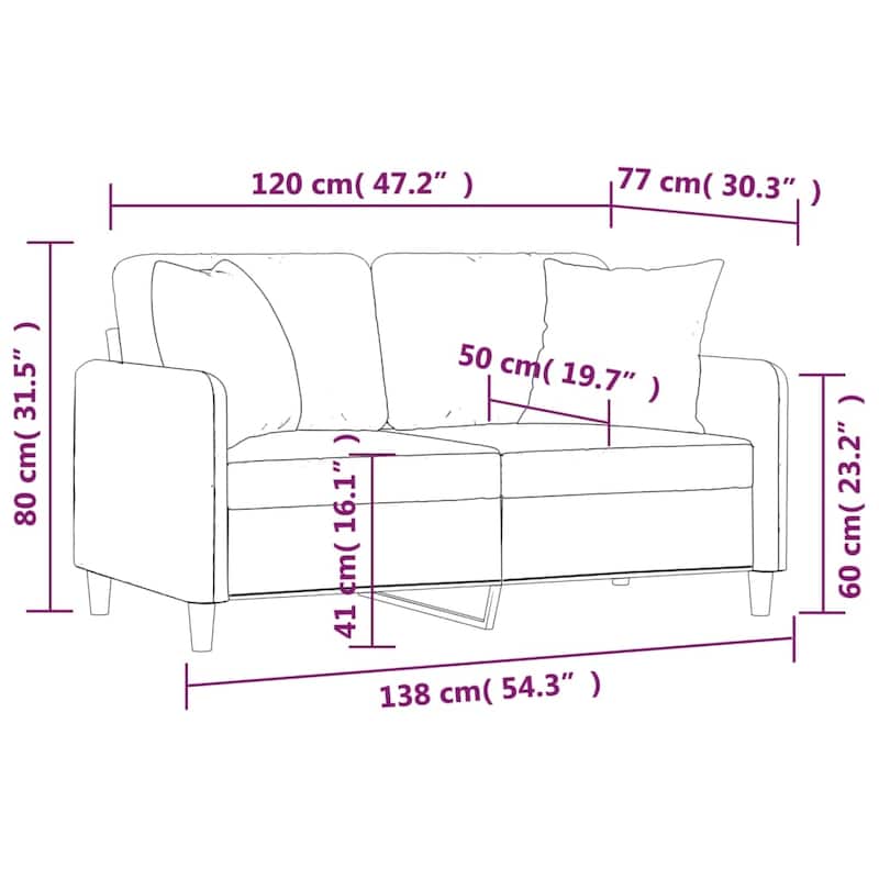 vidaXL 2-seater Sofa Black Fabric (100% polyester) 2-seater - 54.3 x 54.3 x 31.5 inches