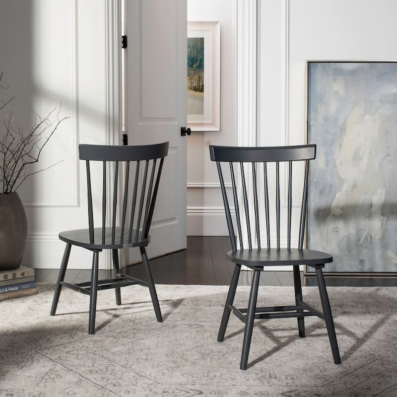 SAFAVIEH Suhair Spindle Farmhouse Dining Chair (Set of 2) - 20.5" x 21" x 36" - 21"W x 21"D x 36"H - Charcoal Grey