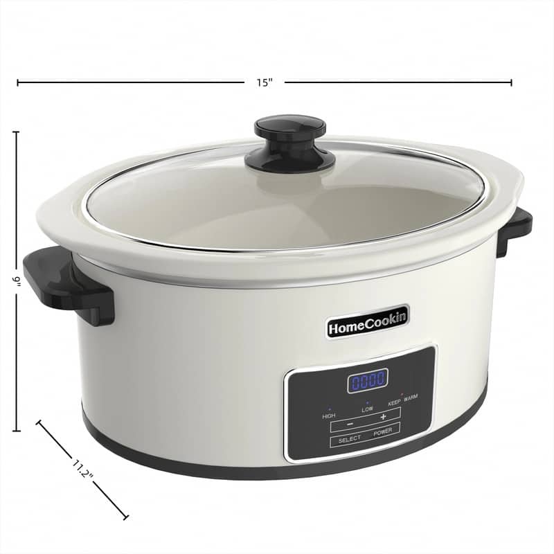 Programmable Slow Cooker with Non-Stick Pot for Family Diet - White - 6 Quart