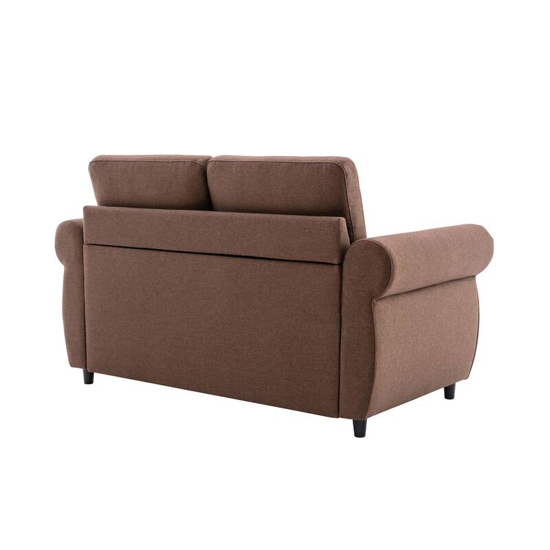 Roomfitters 57.9" Pull-Out Sleeper Sofa Loveseat with Twin Size Memory Foam Mattress, Two USB Charging Ports