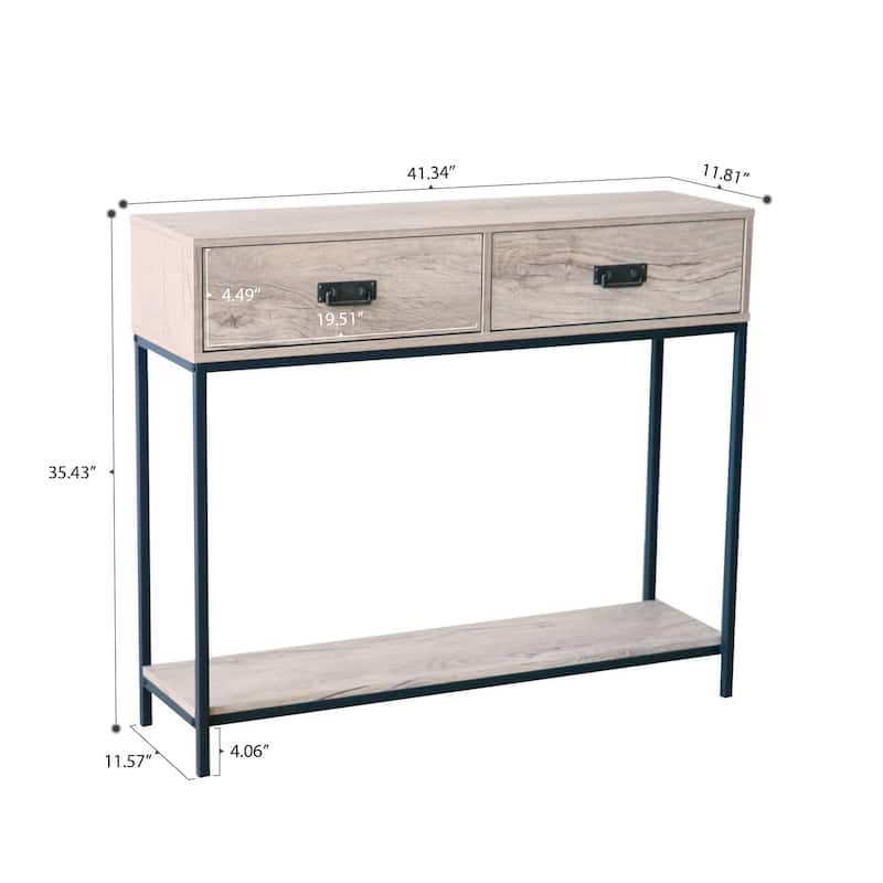 Roomfitters 2 Drawer Entryway Console Table for Hallway Foyer