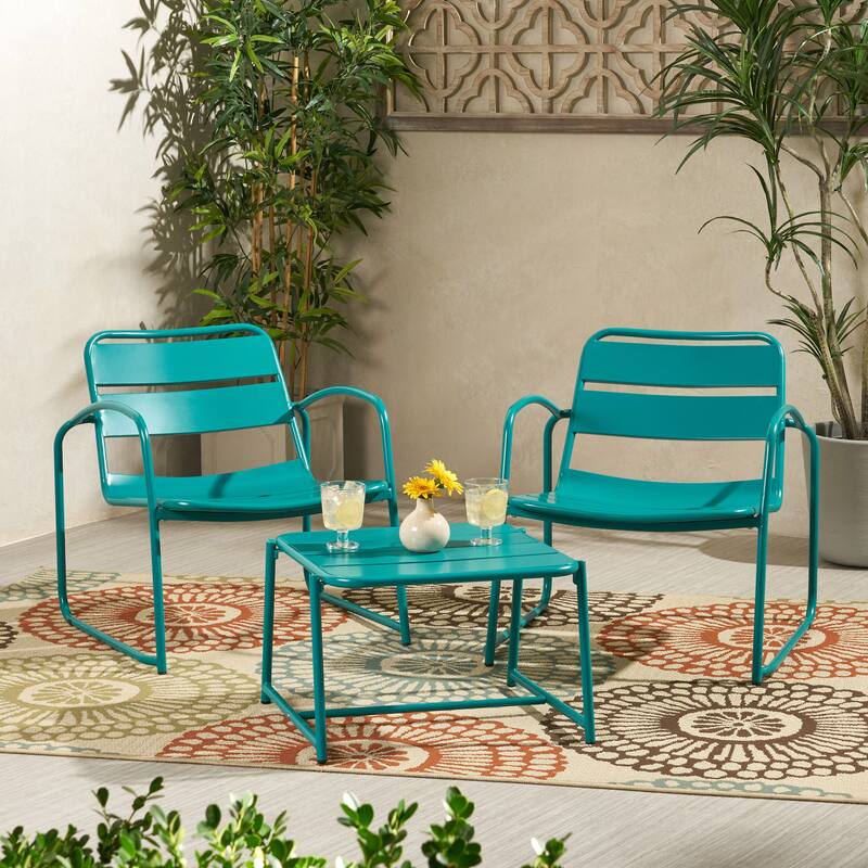 Cowan Outdoor Modern 2 Seater Chat Set by Christopher Knight Home