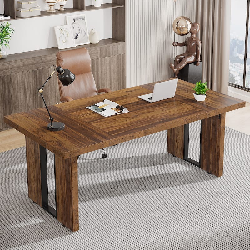 70.9” Large Executive Desk for Home Office - Brown
