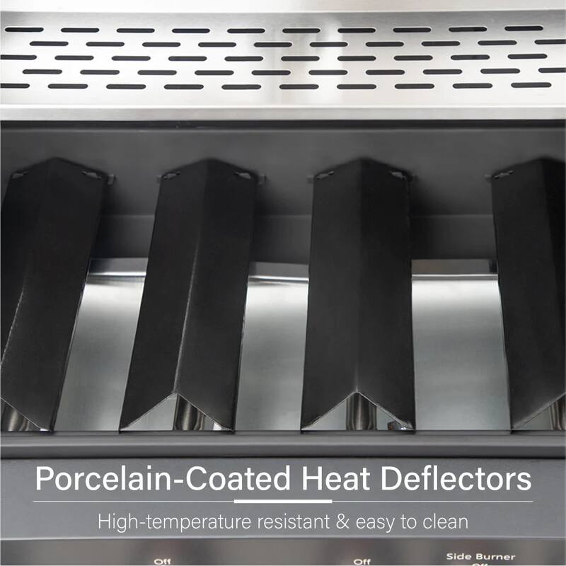 4-Burner Propane Gas BBQ Grill with Side Burner, 46,700 BTU, Porcelain-Enameled Grates, Black