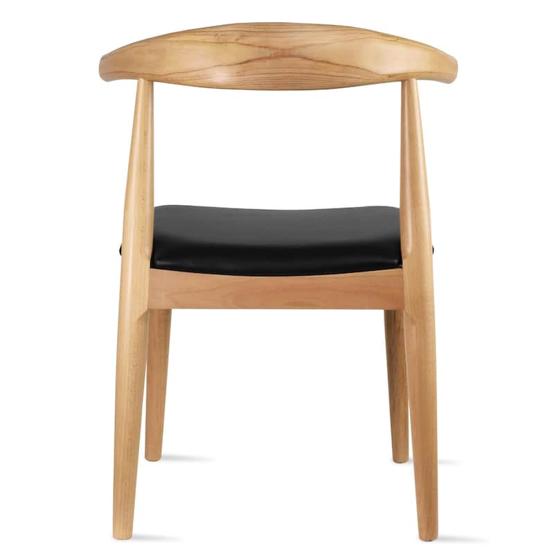 Solid Real Wood PU Leather Cushion Elbow Dining Chair Kitchen Padded Seat Bedroom Hotel Restaurant Work