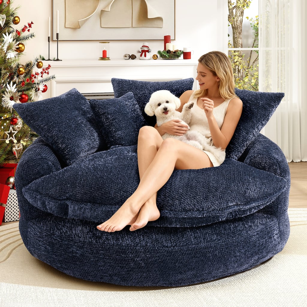 Rossetta Oversized Round Polyester Foam Chair with Pillows