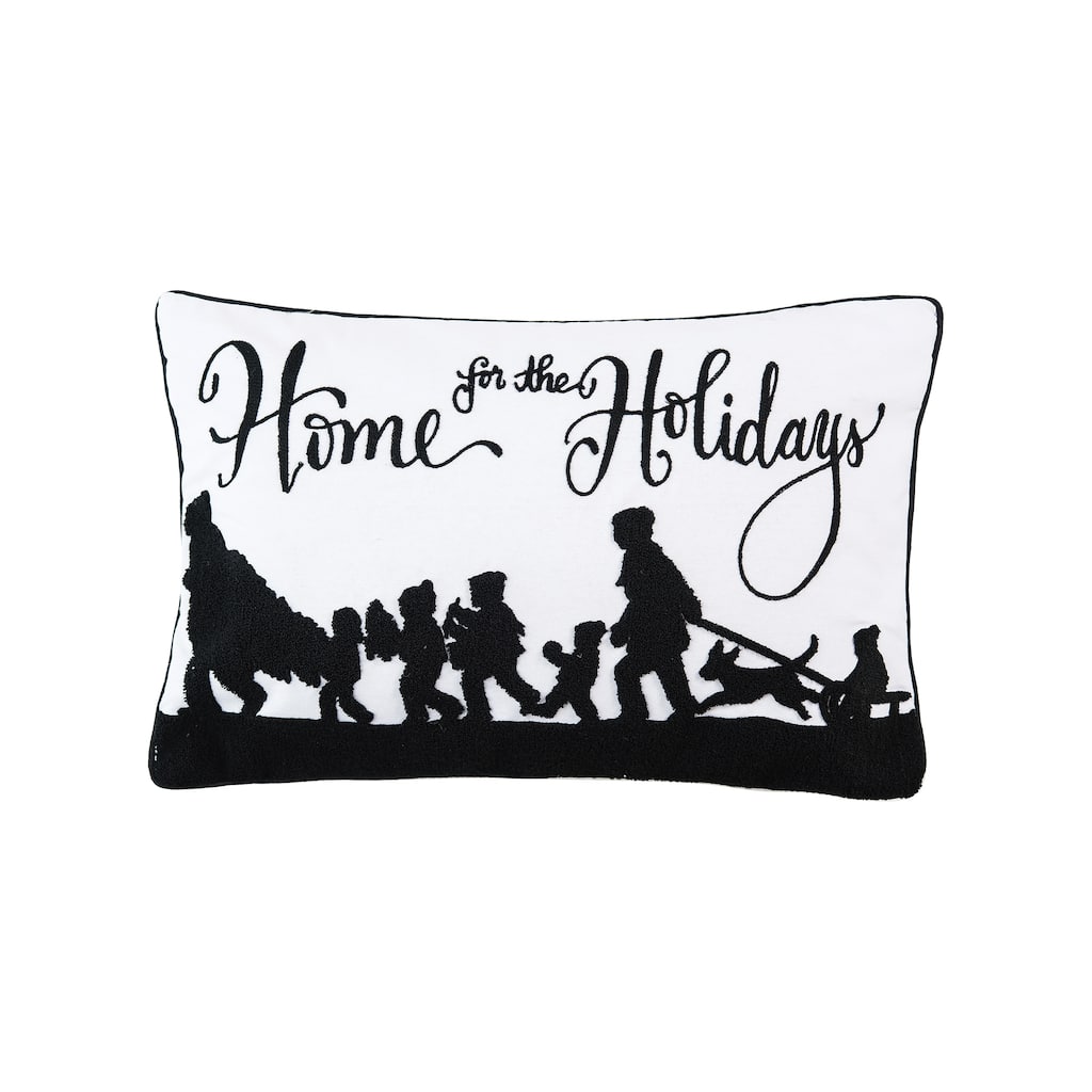 Home For Holidays 14" x 22" Tufted Throw Pillow