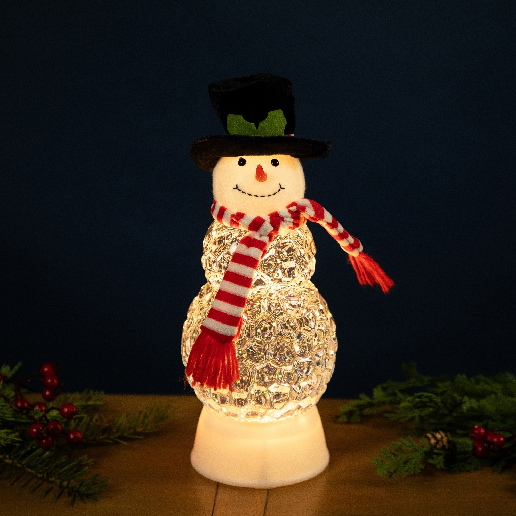 LED Lighted Musical and Snow Swirling Snowman Christmas Snow Globe 12"