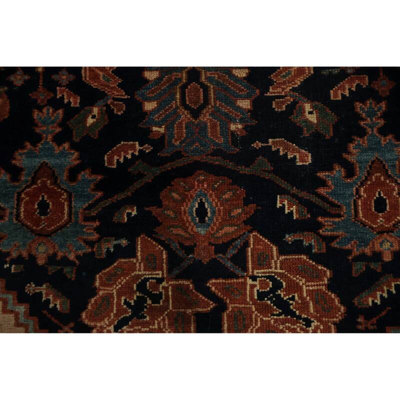 Hand Knotted Oriental 100% Wool Carpet Traditional Floral Navy Blue & Blues Hamedan Area Rug - 6' 6'' X 4' 5''