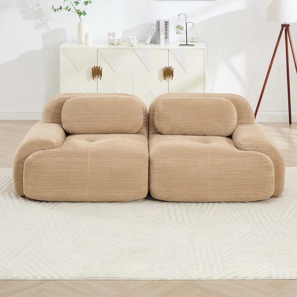 Camel Sectional Sofa Couch Modular Sofa Couch for Living Room, Rustic Loveseat 2-Seater Sofa Couch Settee