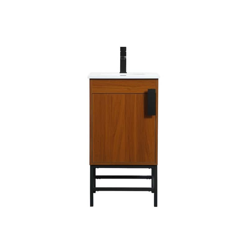 Elegant Lighting VF48818M Eugene 18" Free Standing Single Basin Vanity - Teak - Wood Finish