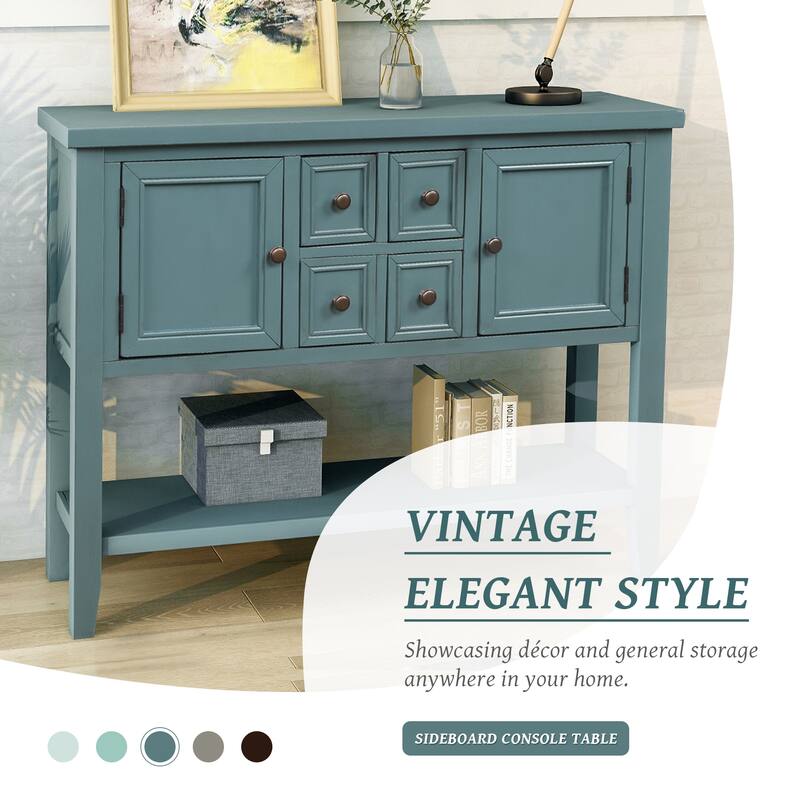 Modern Sideboard With Four Doors, Metal Handles & Legs And Adjustable Shelves
