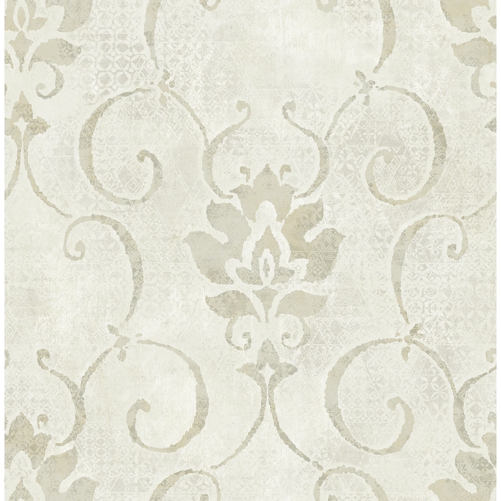 Seabrook Designs Brielle Damask Unpasted Wallpaper