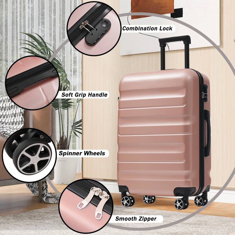 6-Piece ABS Hardshell Luggage Set - Lightweight & Durable Suitcases with Dual Spinner Wheels, Carry-On & Check-In Sizes