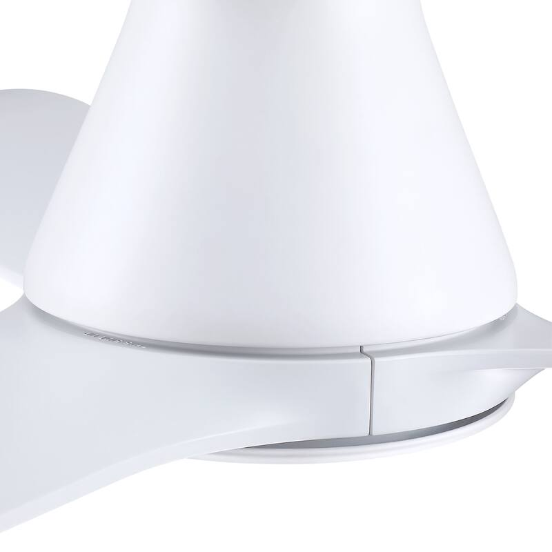 52-in White Modern Timer Hugger Flush Mount LED Ceiling Fan with 6-speed DC Motor and Remote