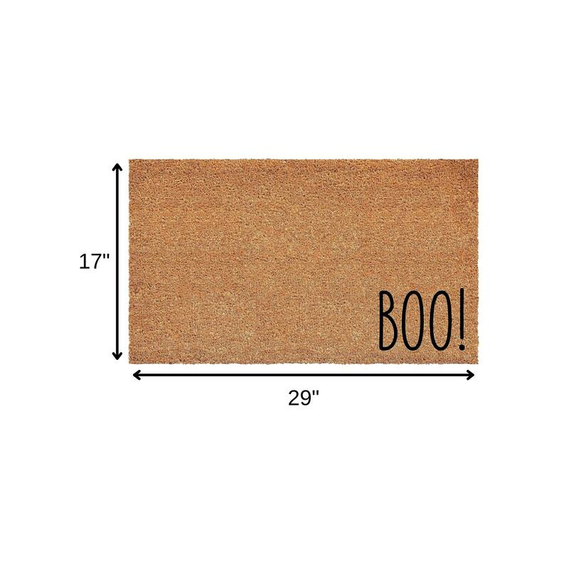 HomeRoots 17" X 29" Natural And Brown Boo Halloween Outdoor Coir Door Mat - 17.00' X '29.00