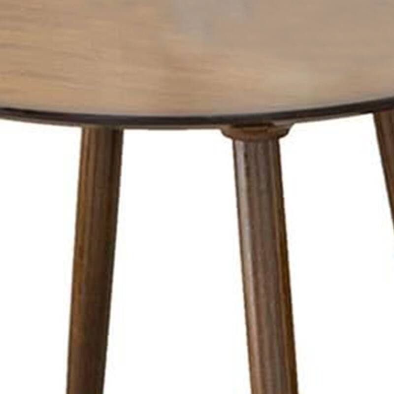 Ary Side End Table, 24 Inch Round Walnut Brown Wood Top, Angled Legs