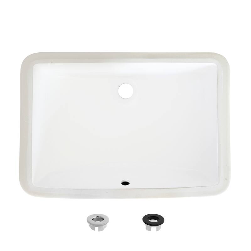 STYLISH Porcelain Rectangular 21 inches Undermount Ceramic Bathroom Sink with Overflow
