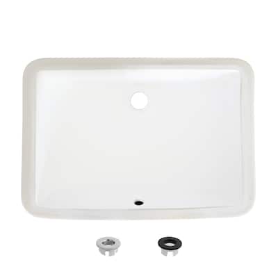 STYLISH Porcelain Rectangular 21 inches Undermount Ceramic Bathroom Sink with Overflow
