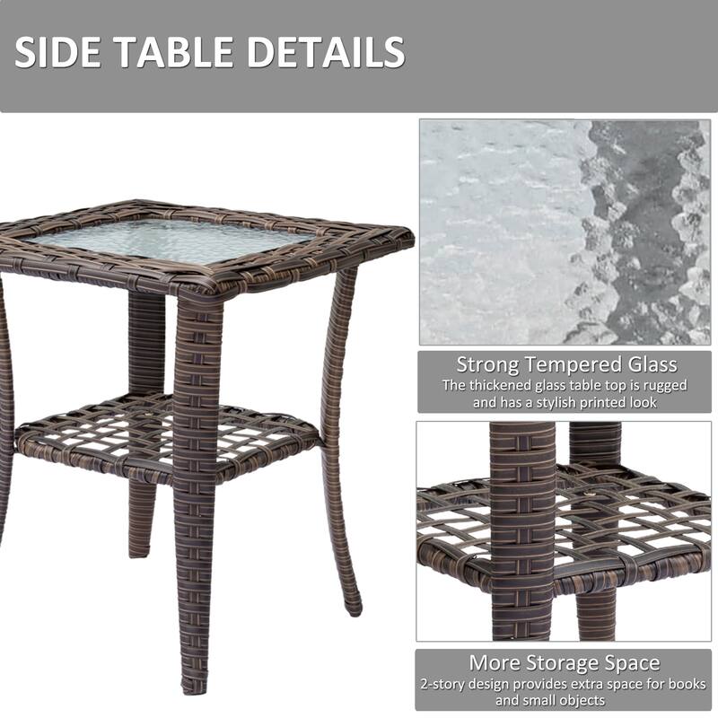 8 Piece Outdoor Wicker Patio Furniture Conversation Chair and Ottoman Set