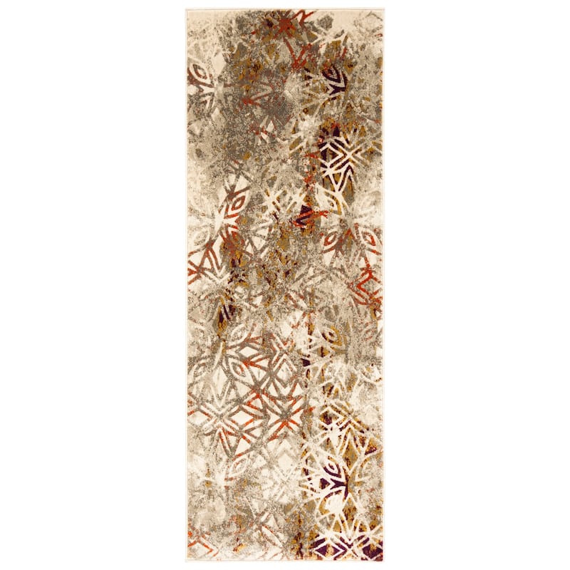 SAFAVIEH Porcello Joellyn Modern Rug - 2'4" x 6'7" Runner - Grey/Purple
