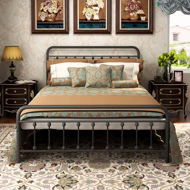 Vintage Victorian Style Metal Platform Bed Frame