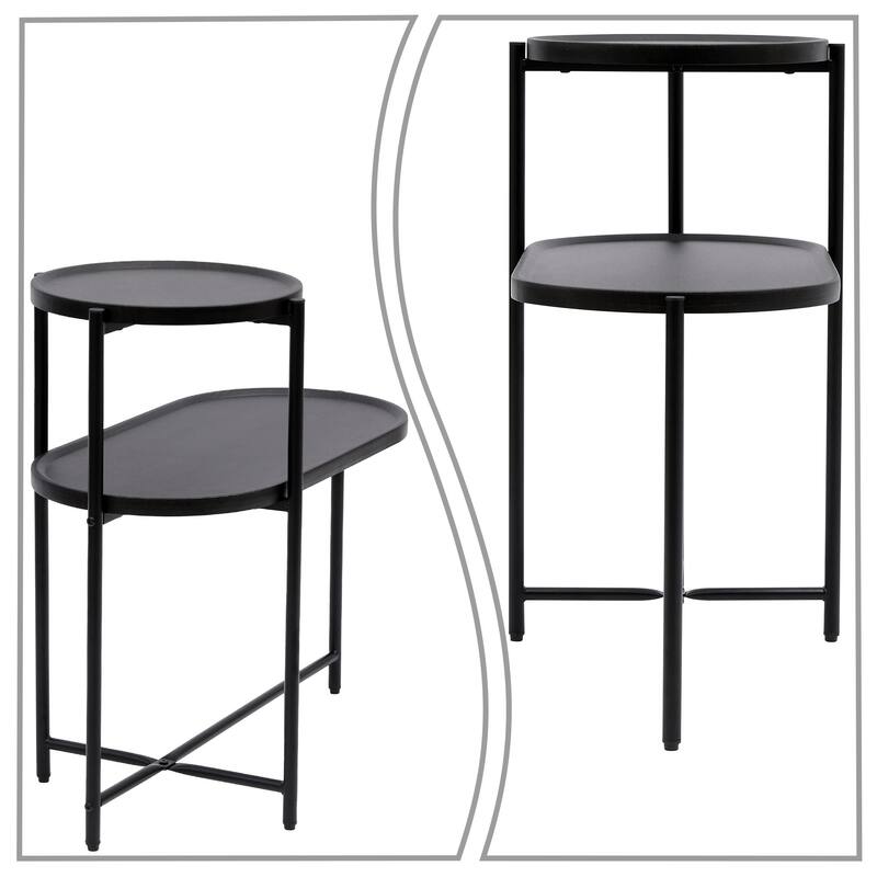 Minimalist Design Two-Tier End Table with Adjustable Foot Pads