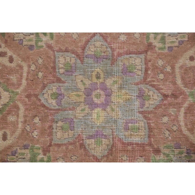 Light Blue Tabriz Persian Vintage Area Rug Hand-Knotted Wool Carpet - 7'7" x 10'9"